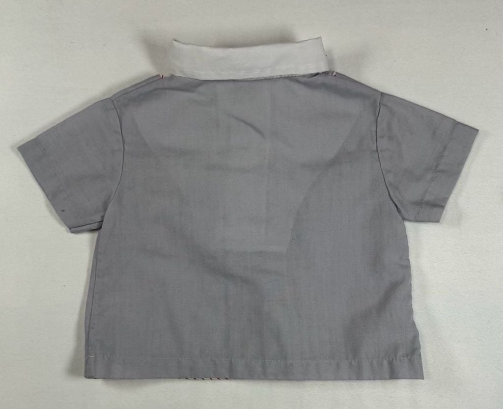 Vintage Baby Boy Short Sleeve Shirt Grey Horse Applique 6