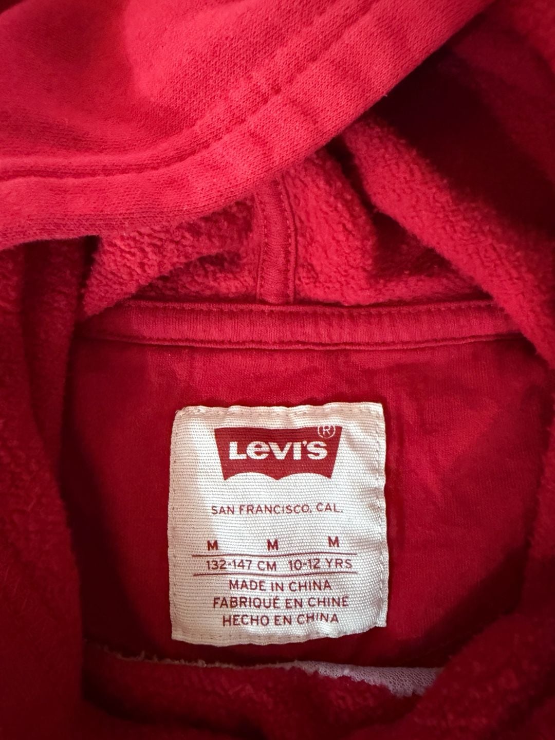 Levi's Hoodie Size M (10-12 YRS) Red Pullover Sweatshirt 3