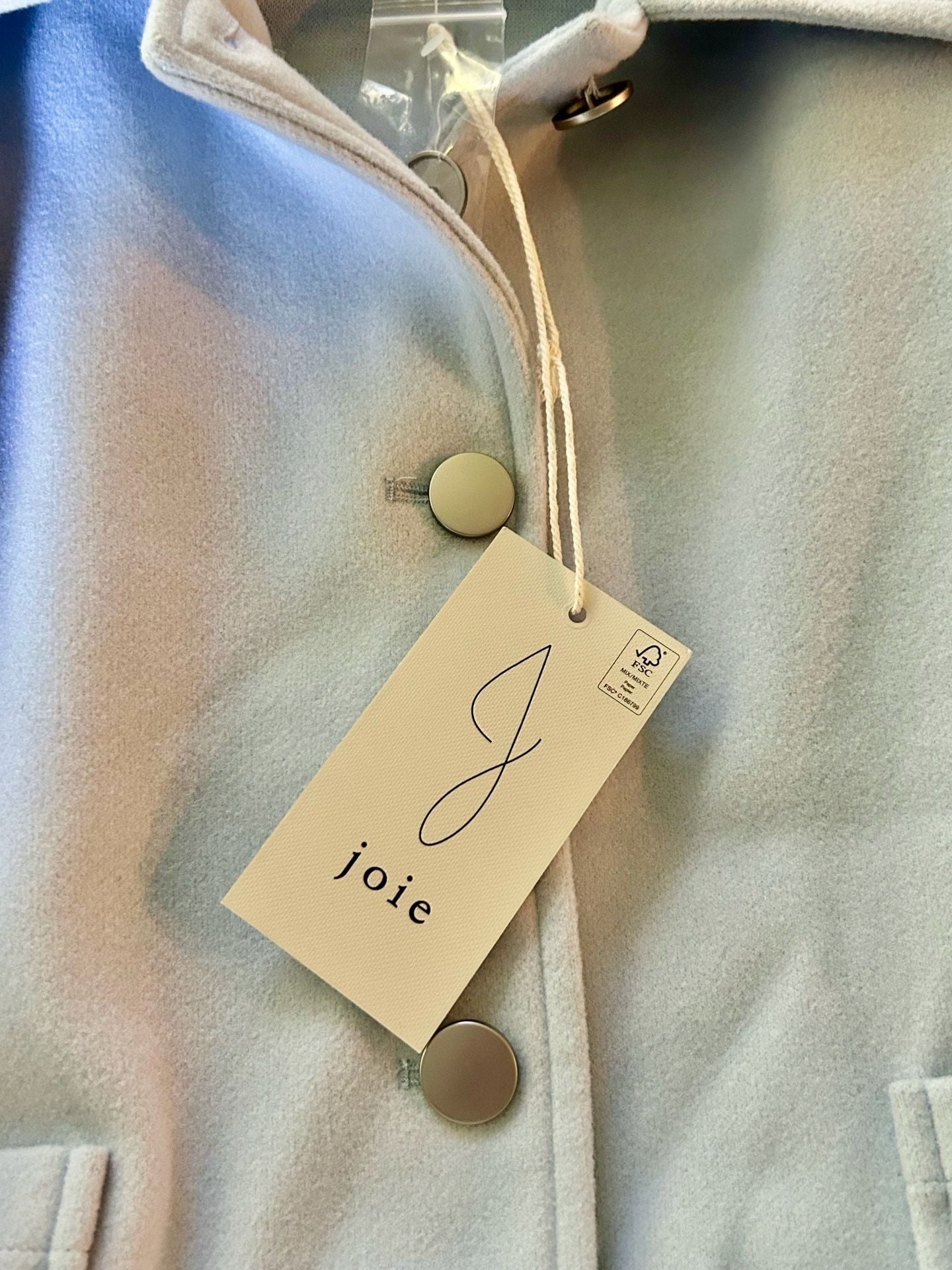 Joie Jacket Size XL Light Blue Polyester Rayon Button Up Coat 5