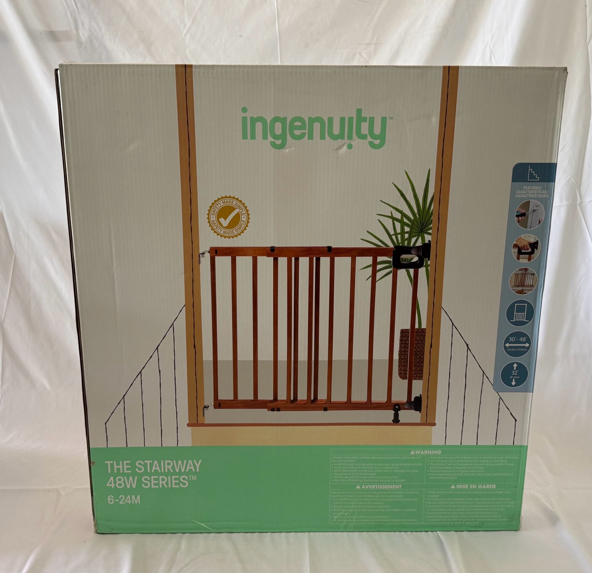 Summer Ingenuity 48” Wood Banister & Stair Baby Pet Gate Brown 1