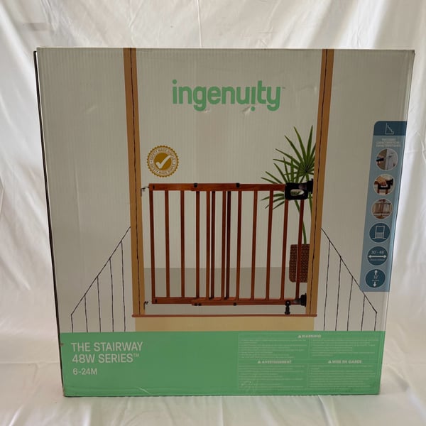 Summer Ingenuity 48” Wood Banister & Stair Baby Pet Gate Brown