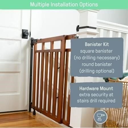 Summer Ingenuity 48” Wood Banister & Stair Baby Pet Gate Brown 3