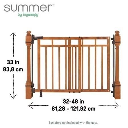 Summer Ingenuity 48” Wood Banister & Stair Baby Pet Gate Brown 5