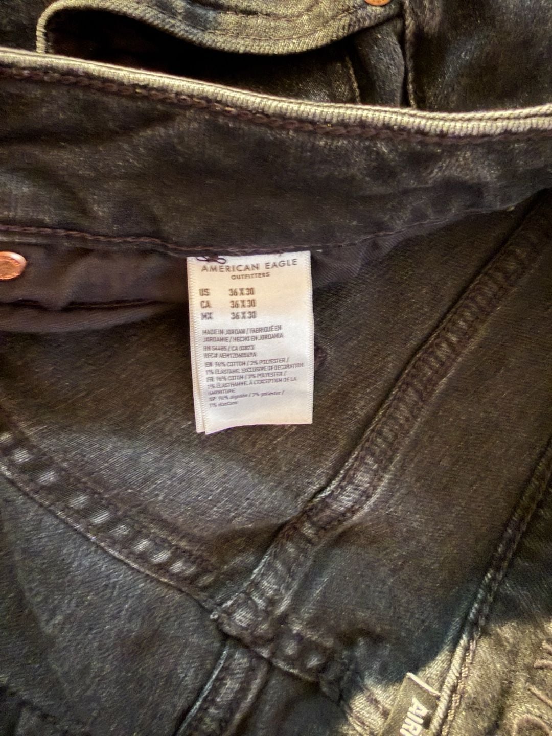 American Eagle Slim Jean Size 36x30 Black Distressed Denims 4