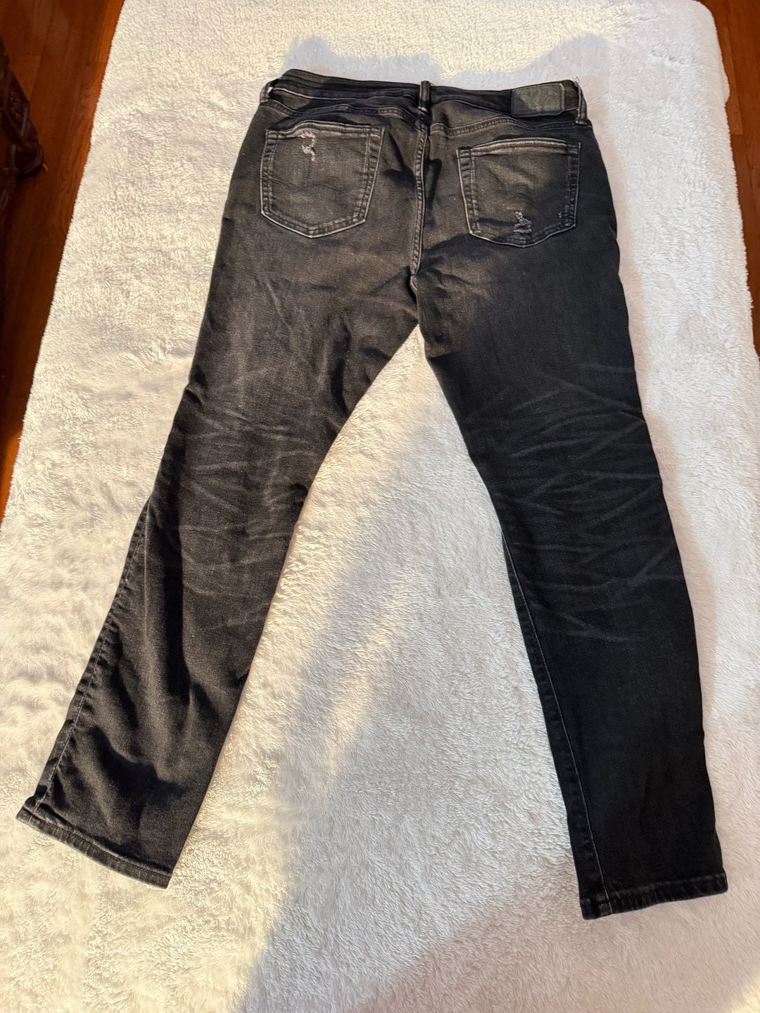 American Eagle Slim Jean Size 36x30 Black Distressed Denims 5