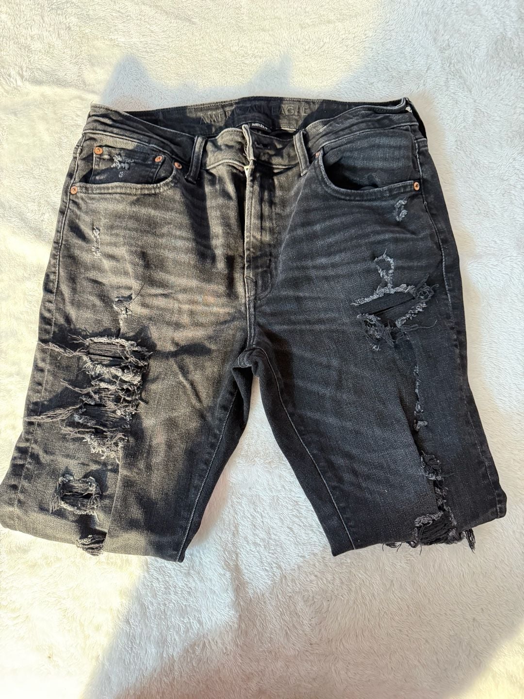 American Eagle Slim Jean Size 36x30 Black Distressed Denims 6