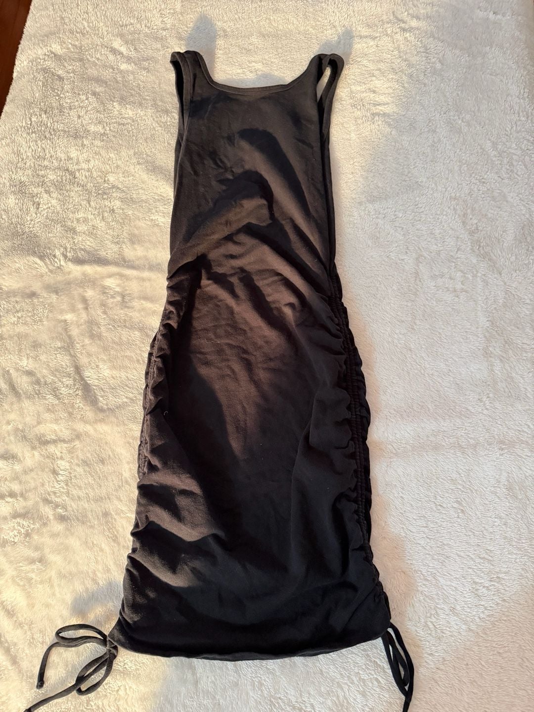 Aeropostale Tank Dress Size XS Black Ruched Side Drawstring 2