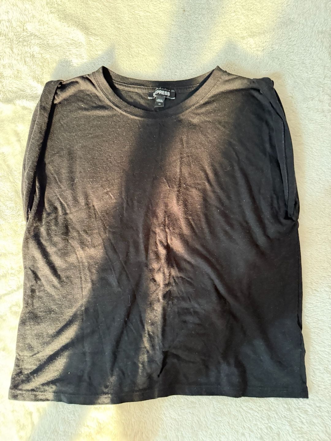 Express Tank Top Size XS Black Padded Shoulder Muscle Tee 2