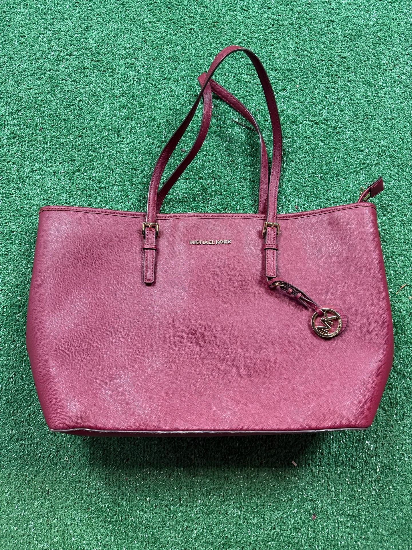 Michael Kors Jet Set Travel Tote Bag Saffiano Leather Berry Pink 2