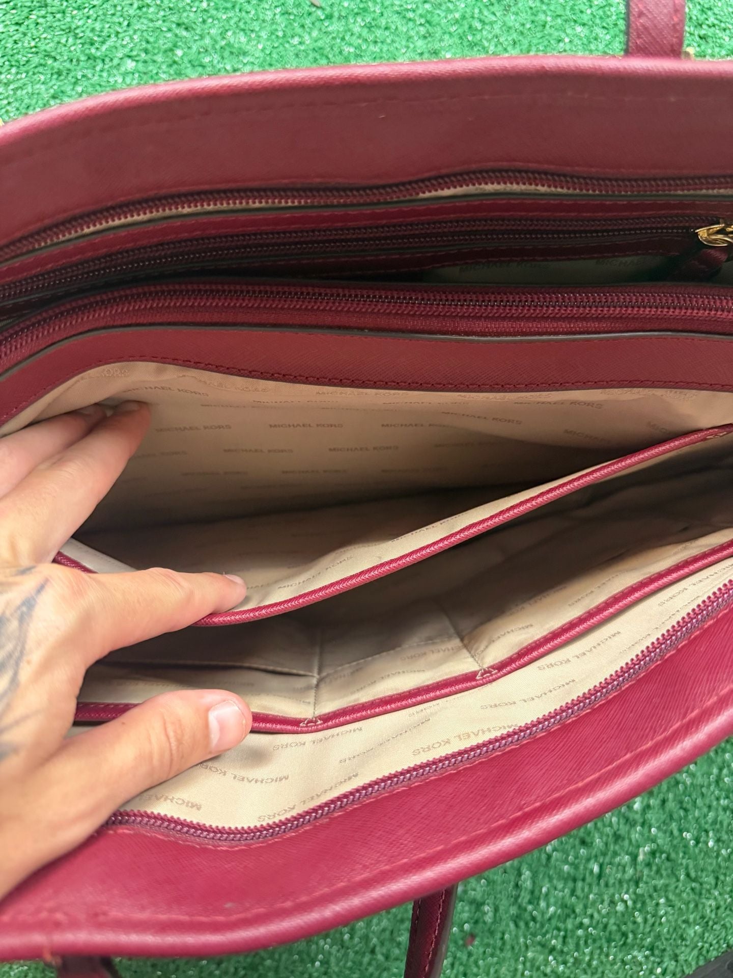 Michael Kors Jet Set Travel Tote Bag Saffiano Leather Berry Pink 7