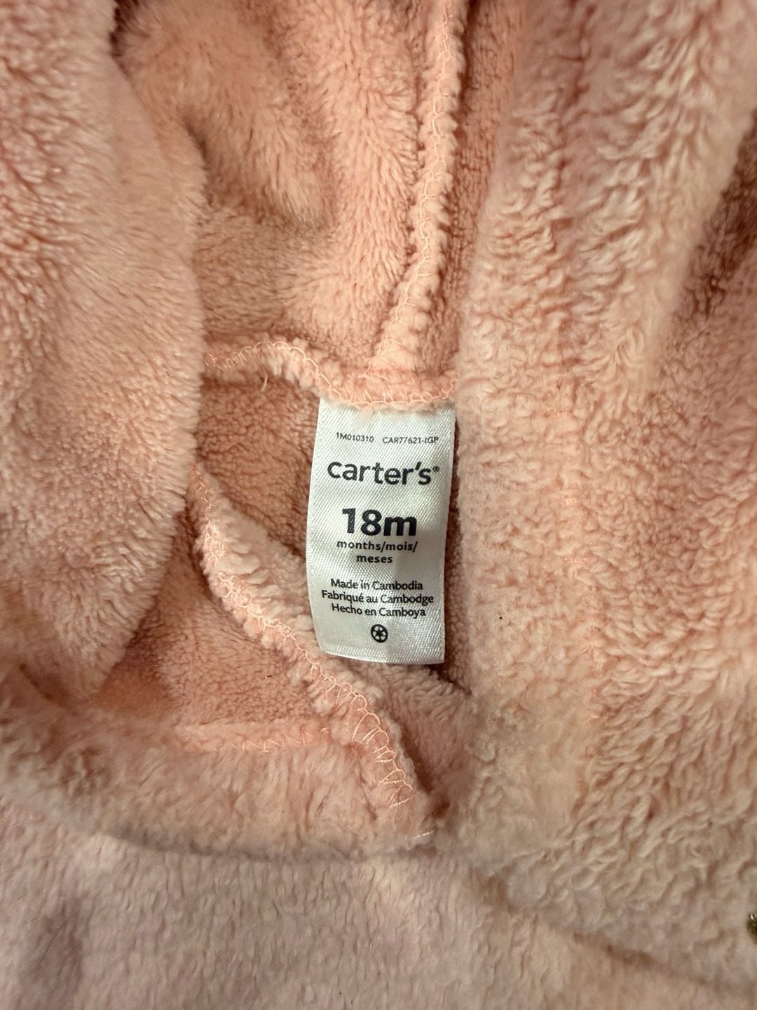 Carter's Fleece Hoodie Size 18M Pink Sherpa 3