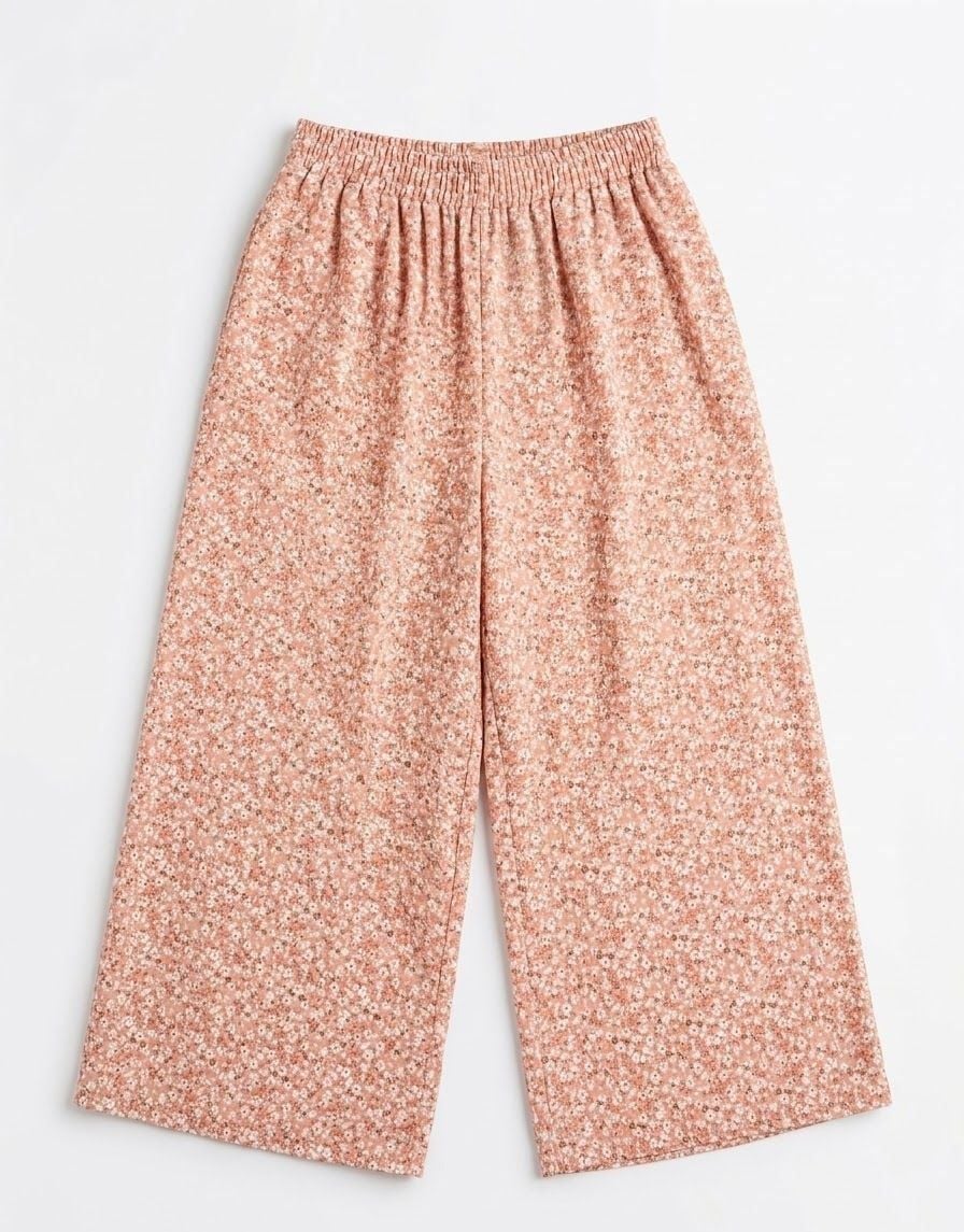 Shein Curve Salmon Pink Ditsy Floral BOHO Culottes PANTS 3XL 2