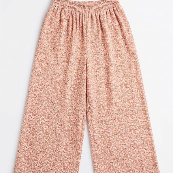 Shein Curve Salmon Pink Ditsy Floral BOHO Culottes PANTS 3XL