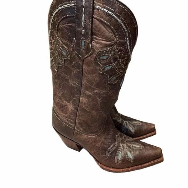 Tony Lama VF-6015 Cowboy Boots Size 8 B Brown Leather