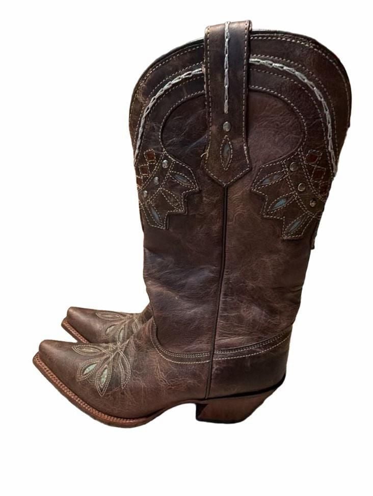 Tony Lama VF-6015 Cowboy Boots Size 8 B Brown Leather 3