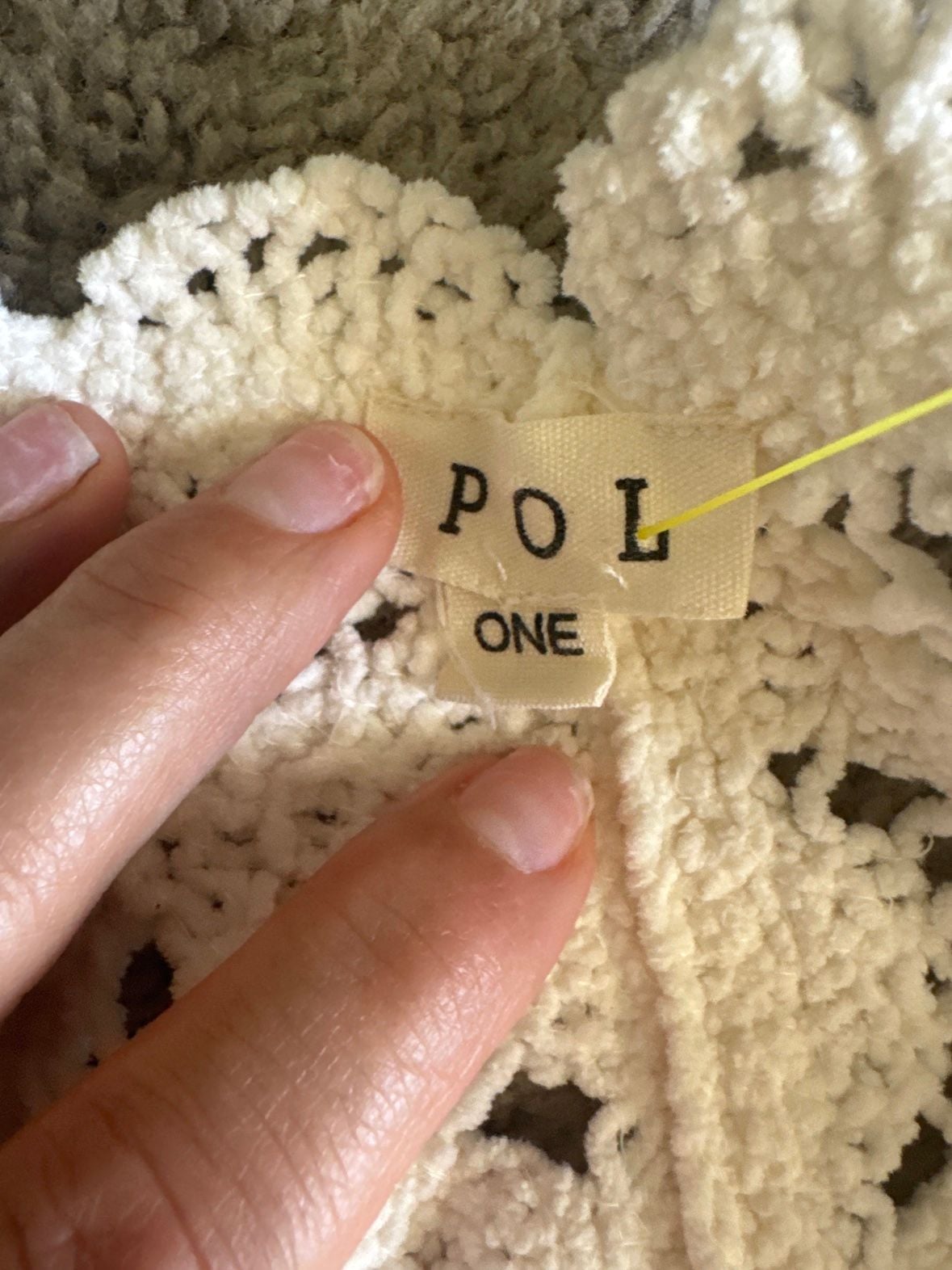 Pol Crochet open front Cardigan One Size White Sweater Poncho Cape 2