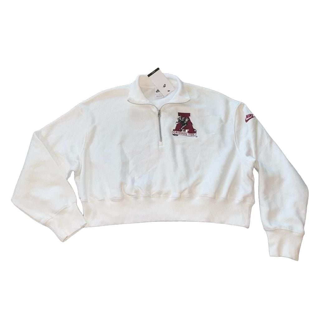 NWT Nike Alabama Crimson Tide Half-Zip crop Sweatshirt womens Size Large White 2