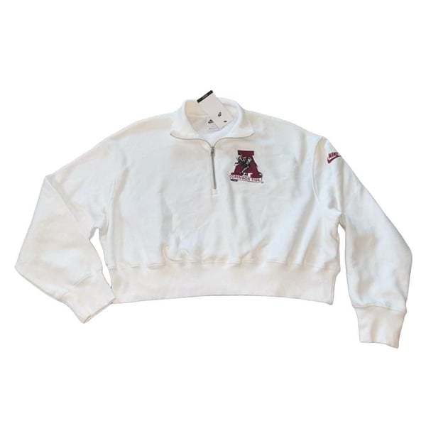 NWT Nike Alabama Crimson Tide Half-Zip crop Sweatshirt womens Size Large White