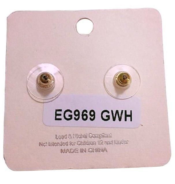 Gold Tone Bird Post Earrings- White 5