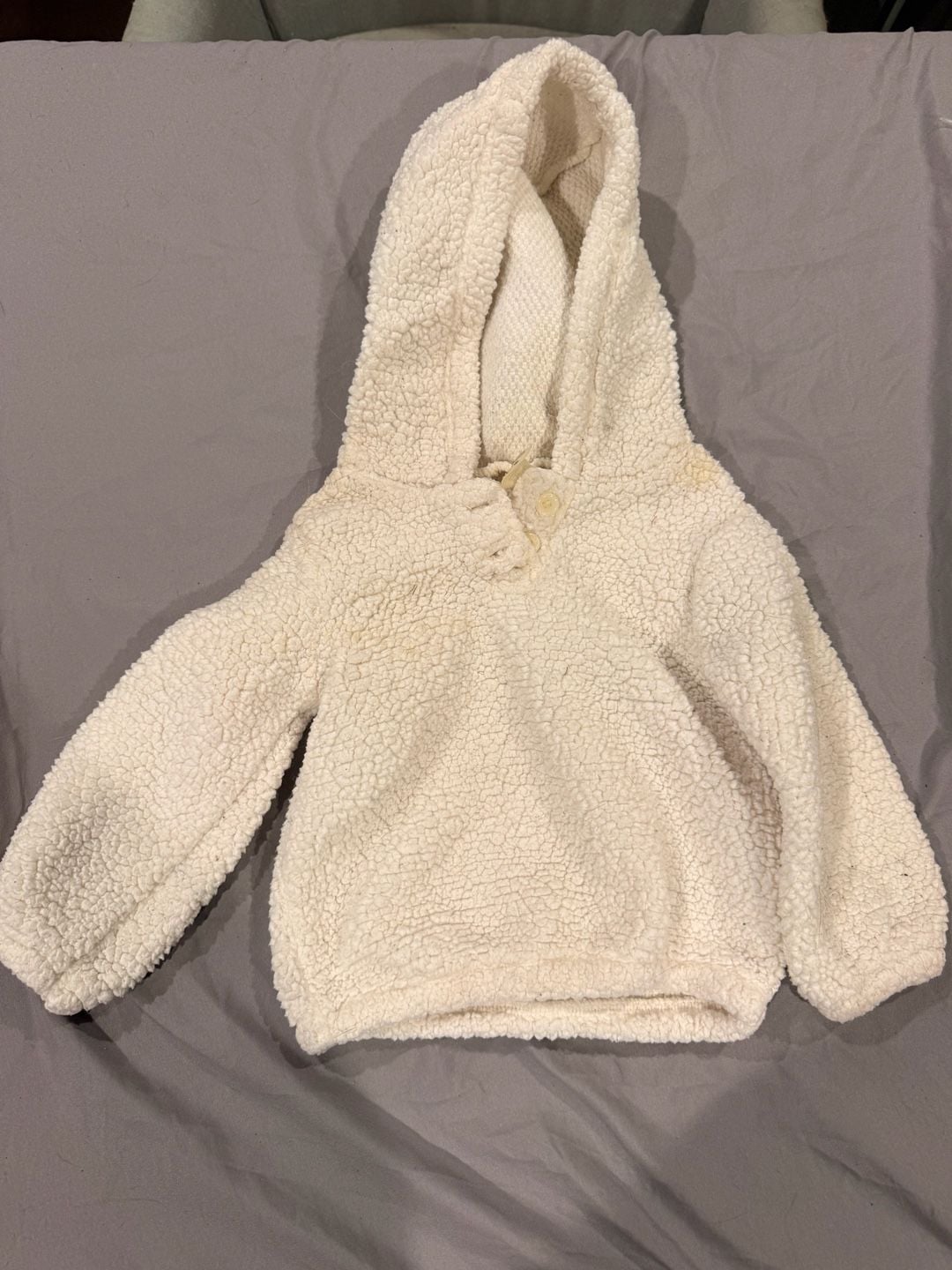 Just One You Made By Carter's Fleece Hoodie Size 12M Ivory Sherpa 2