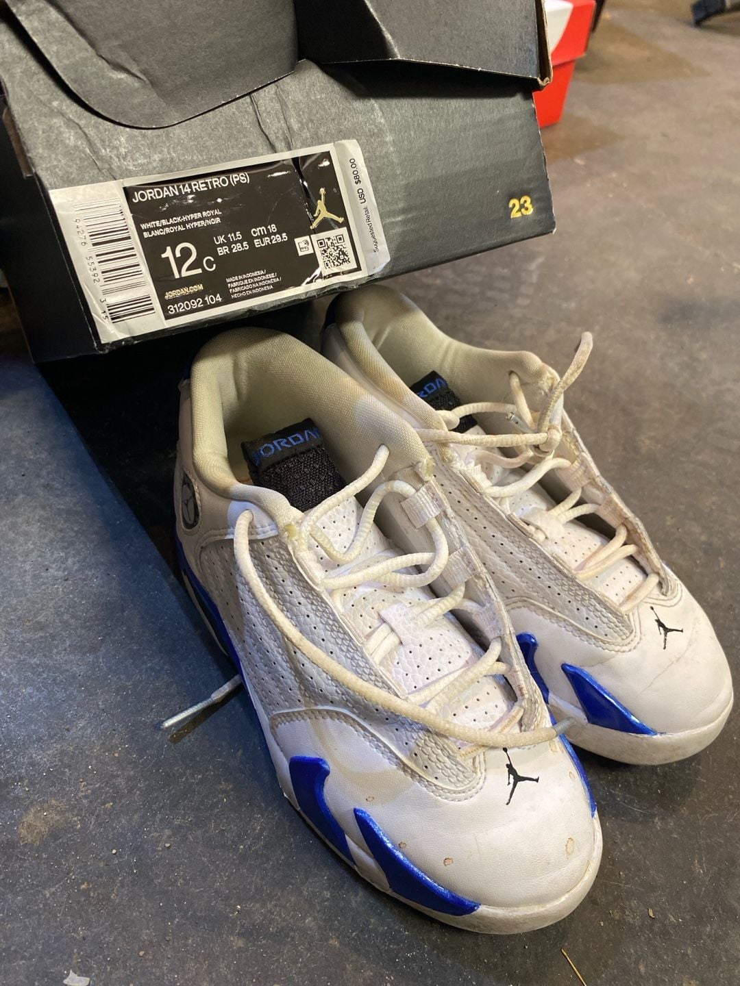 Jordan Air Jordan 14 Retro PS Size 12C White Hyper Royal 1