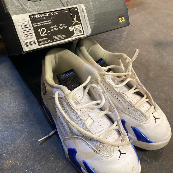 Jordan Air Jordan 14 Retro PS Size 12C White Hyper Royal
