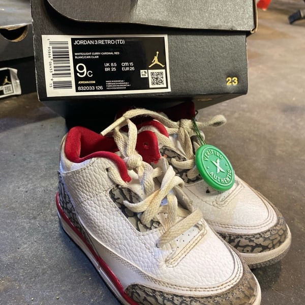 Jordan 3 Retro TD Size 9C Cardinal Red