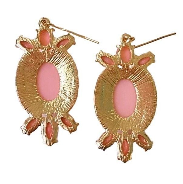 Pink/Gold/Bling Oval Statement Earrings 3