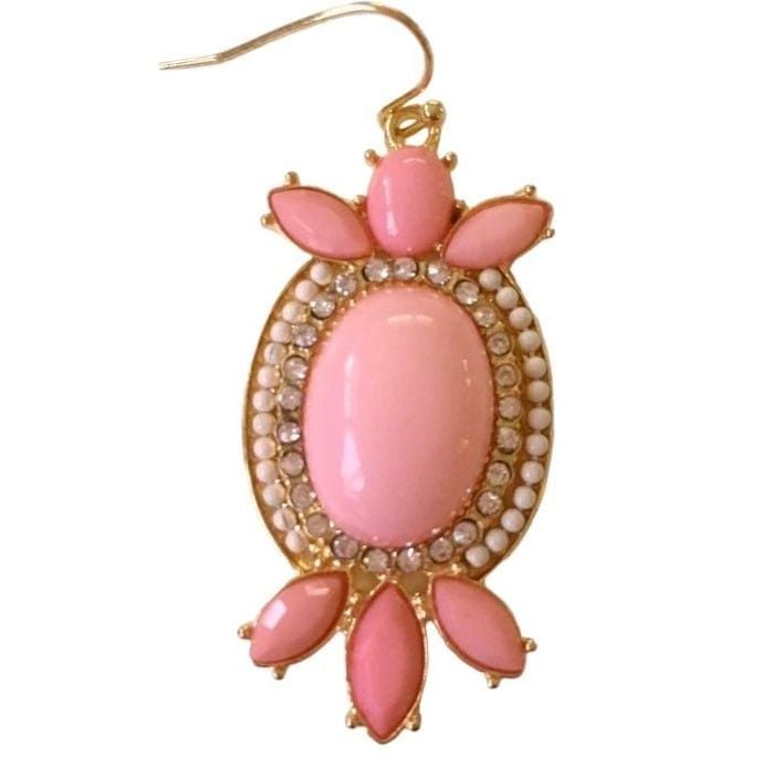 Pink/Gold/Bling Oval Statement Earrings 4