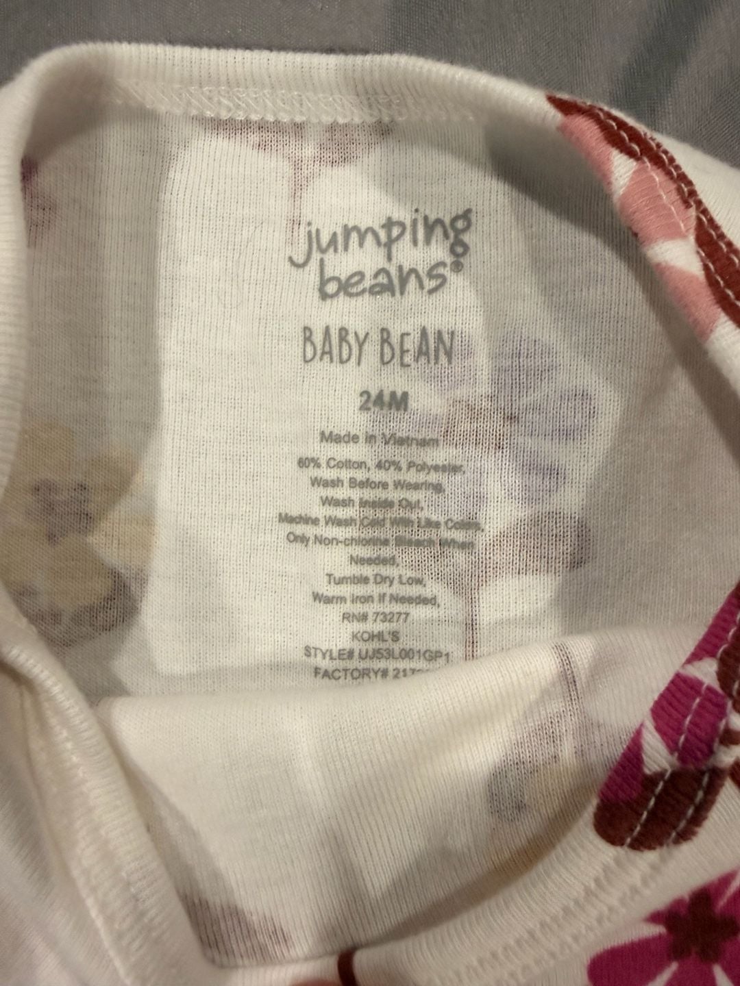 Jumping Beans Bodysuit Size 24M Floral Print 3