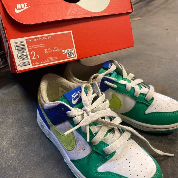 Nike Dunk Low BP Size 2Y Stadium Green Royal Lemon