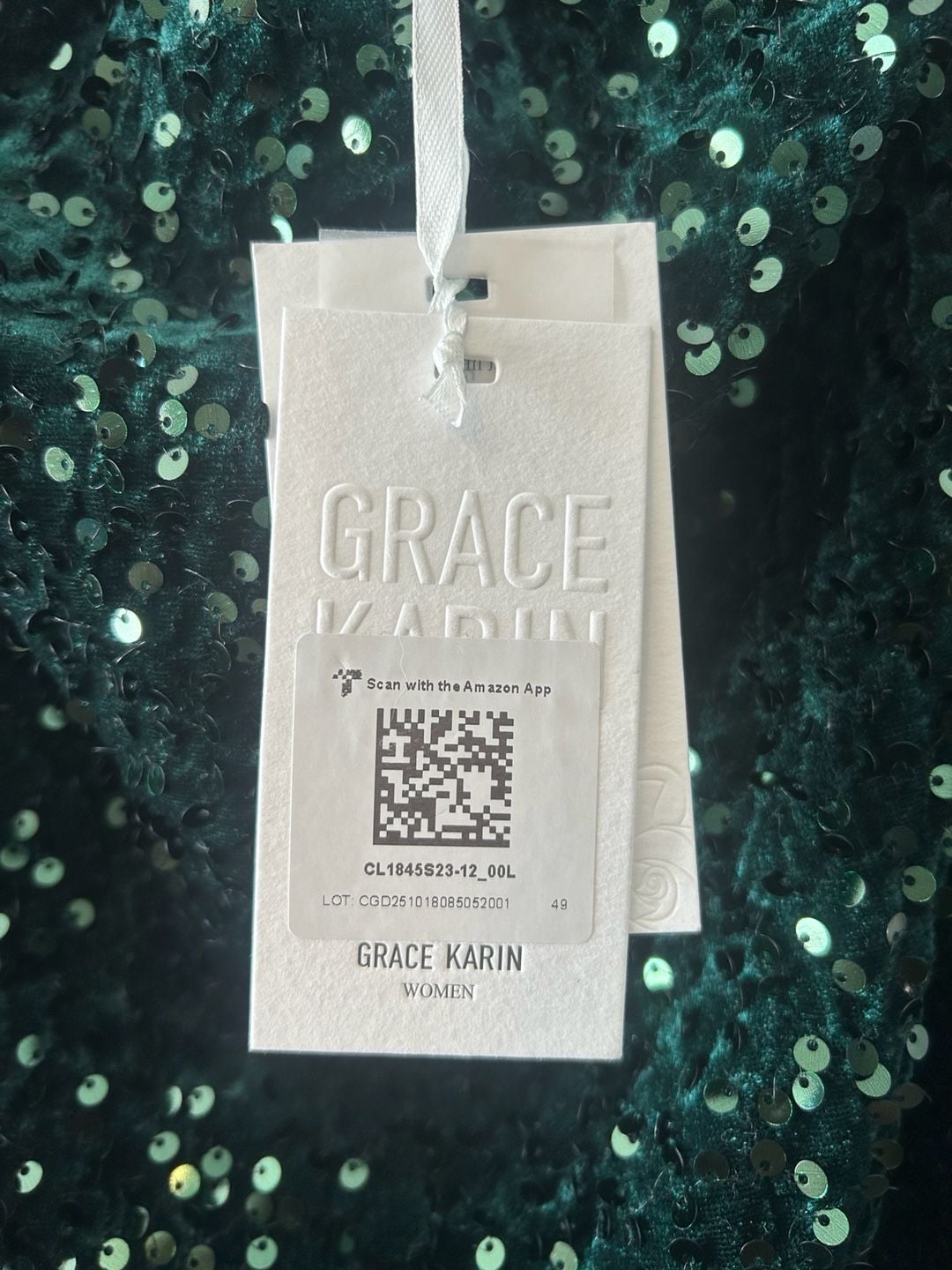 Grace Karin Halter Sequin Velvet Mini Dress Size L Green 6