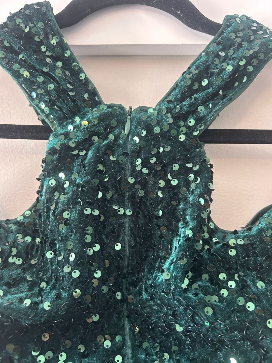 Grace Karin Halter Sequin Velvet Mini Dress Size L Green 7
