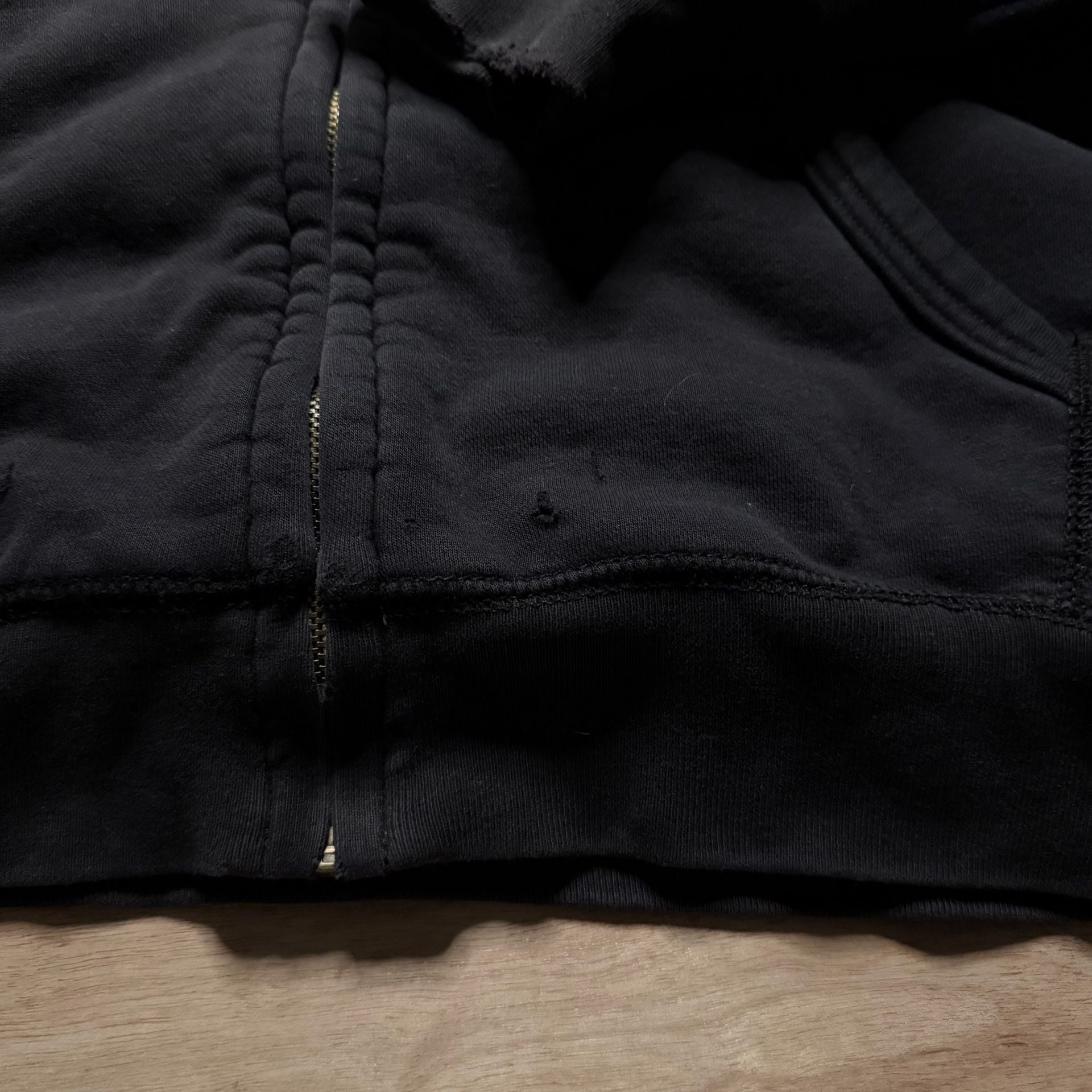 Old Navy XXL Heavyweight Sherpa Lined Zip Hoodie Black Faded Grunge 7