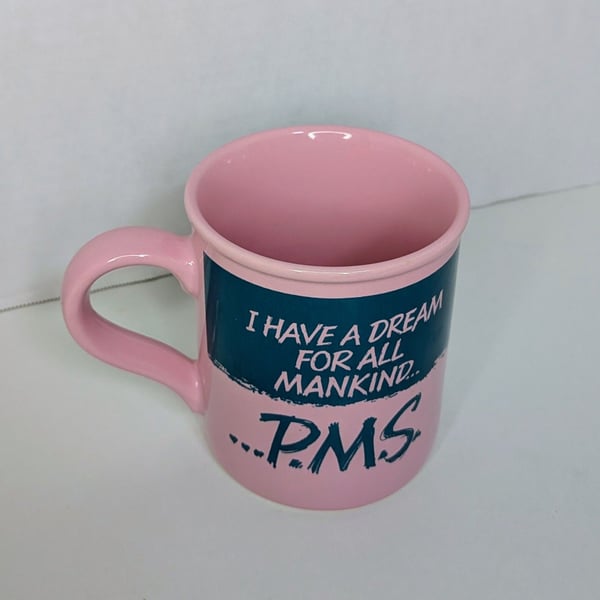 Carlton Cards Vintage PMS Coffee Mug Pink Stoneware Novelty Humorous Cup