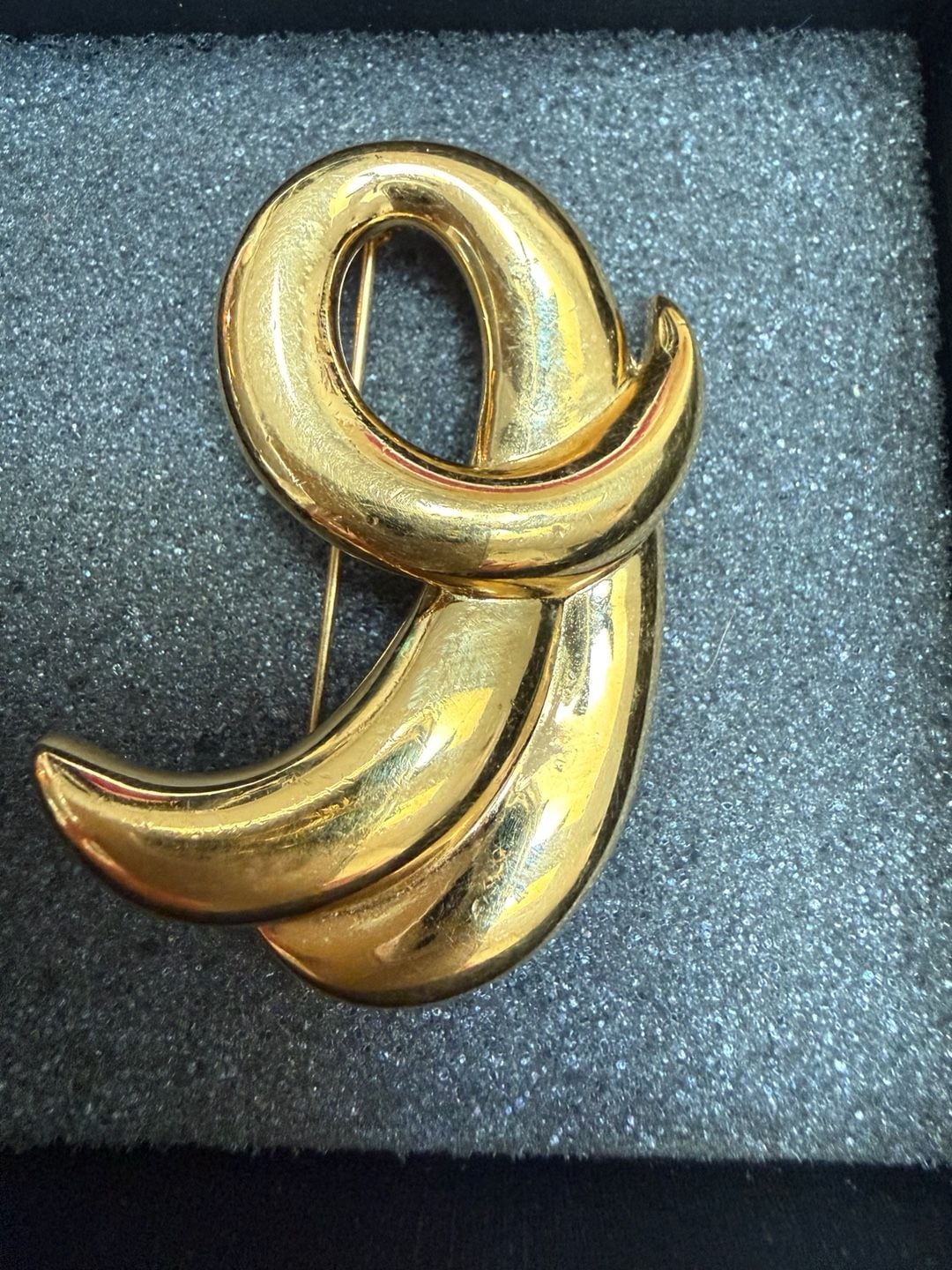 Napier Gold Tone Swirl Brooch Vintage Modernist Statement Pin 2
