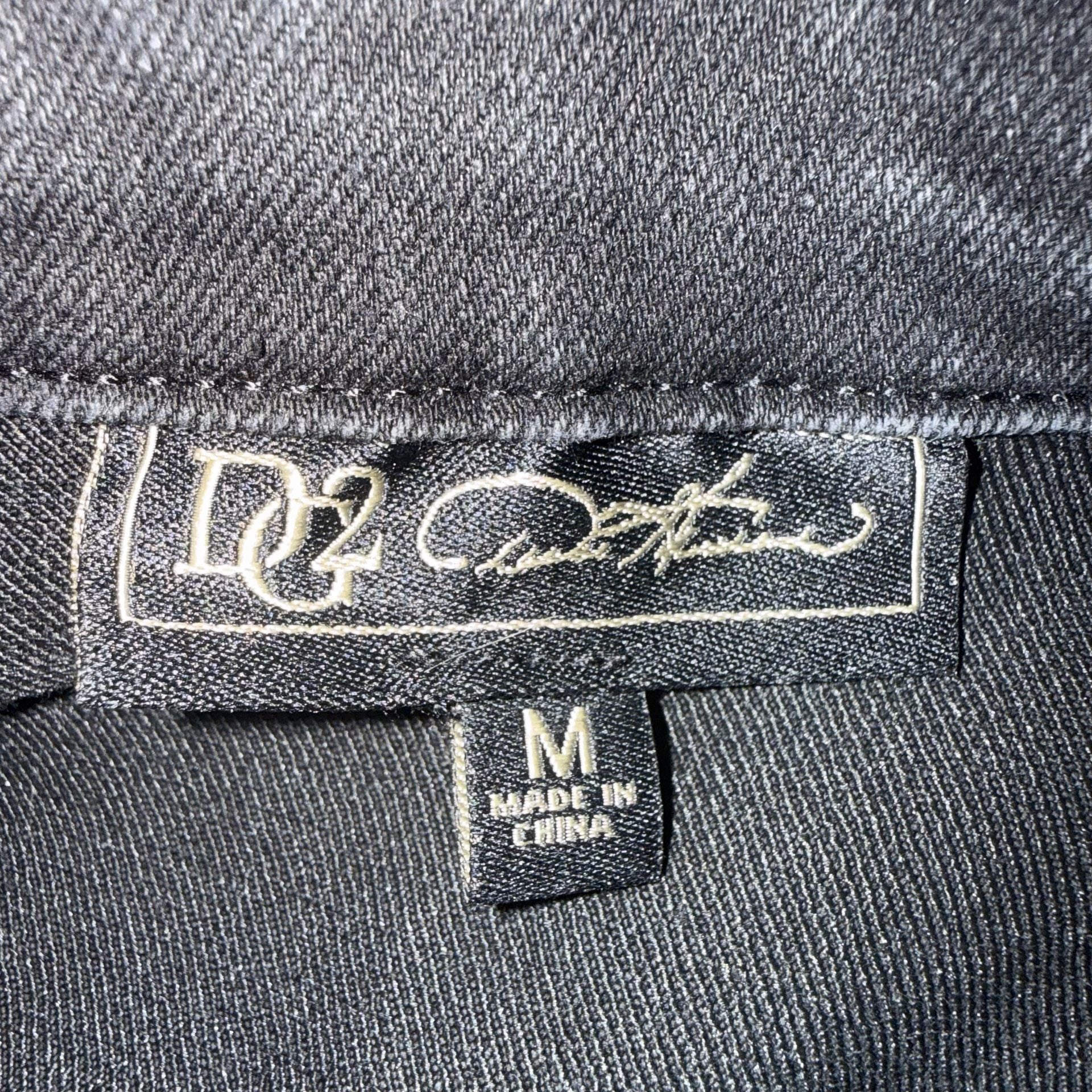 DG2 by Diane Gilman Black Denim Jacket Peplum Ruffle Hem medium 9