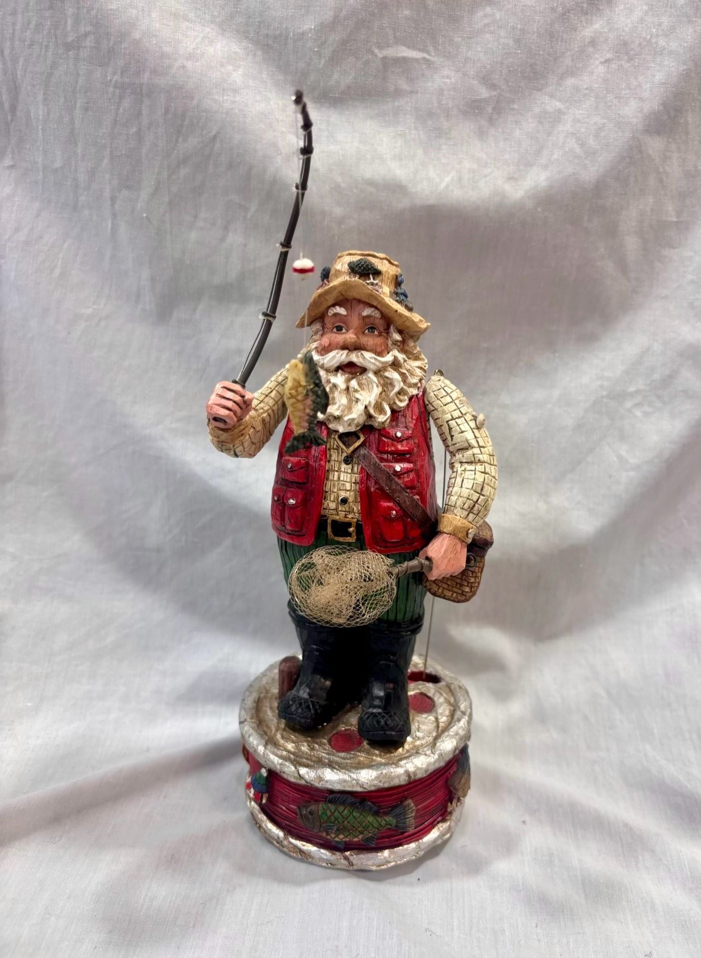Vintage Fishing Santa Claus Fisherman Figurine 1