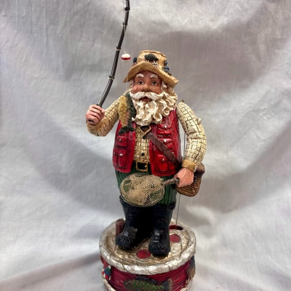 Vintage Fishing Santa Claus Fisherman Figurine