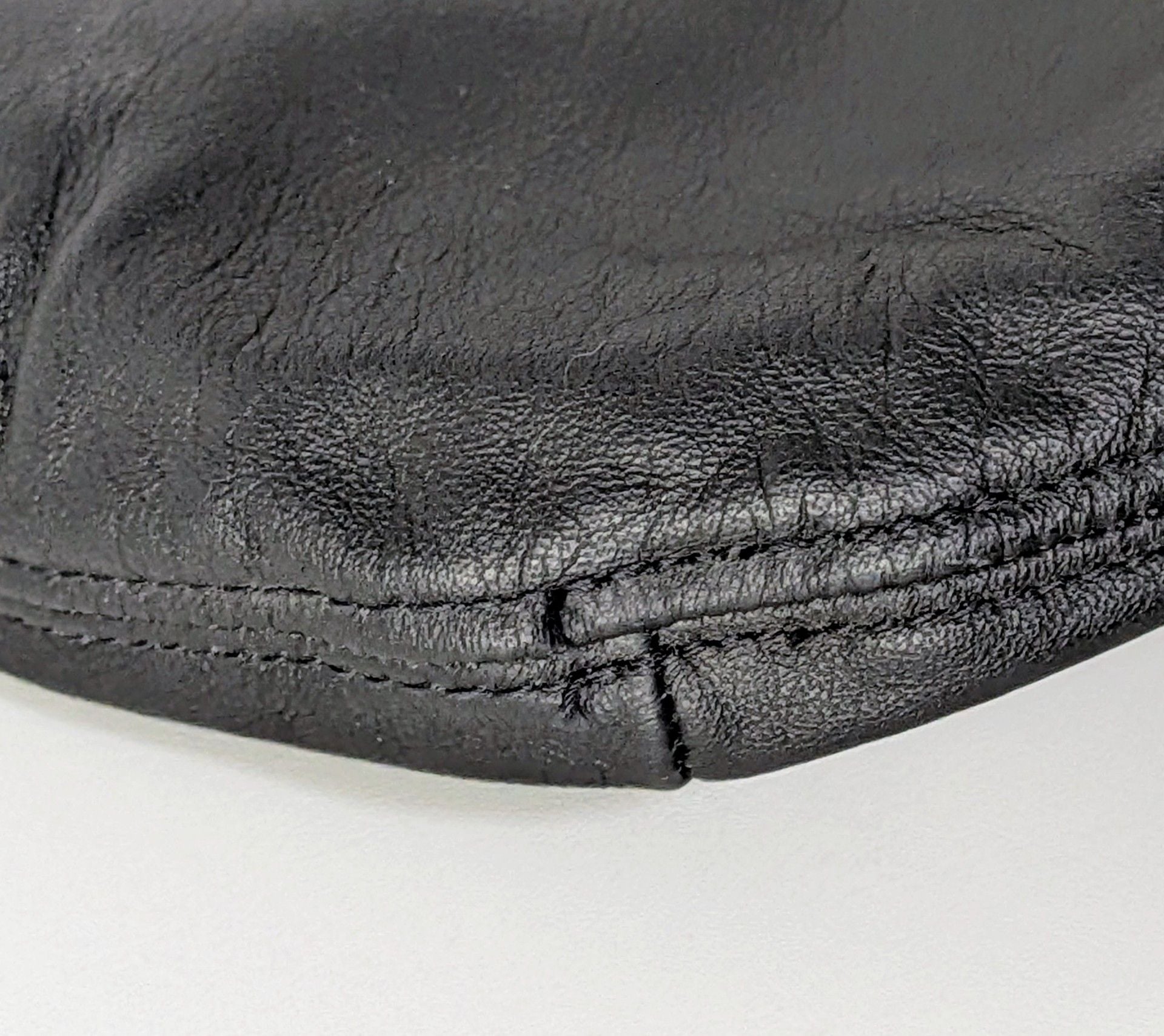 Vtg Henschel Black Leather Biker Cap Silver Chain Fiddler Greek Fisherman Hat S 7