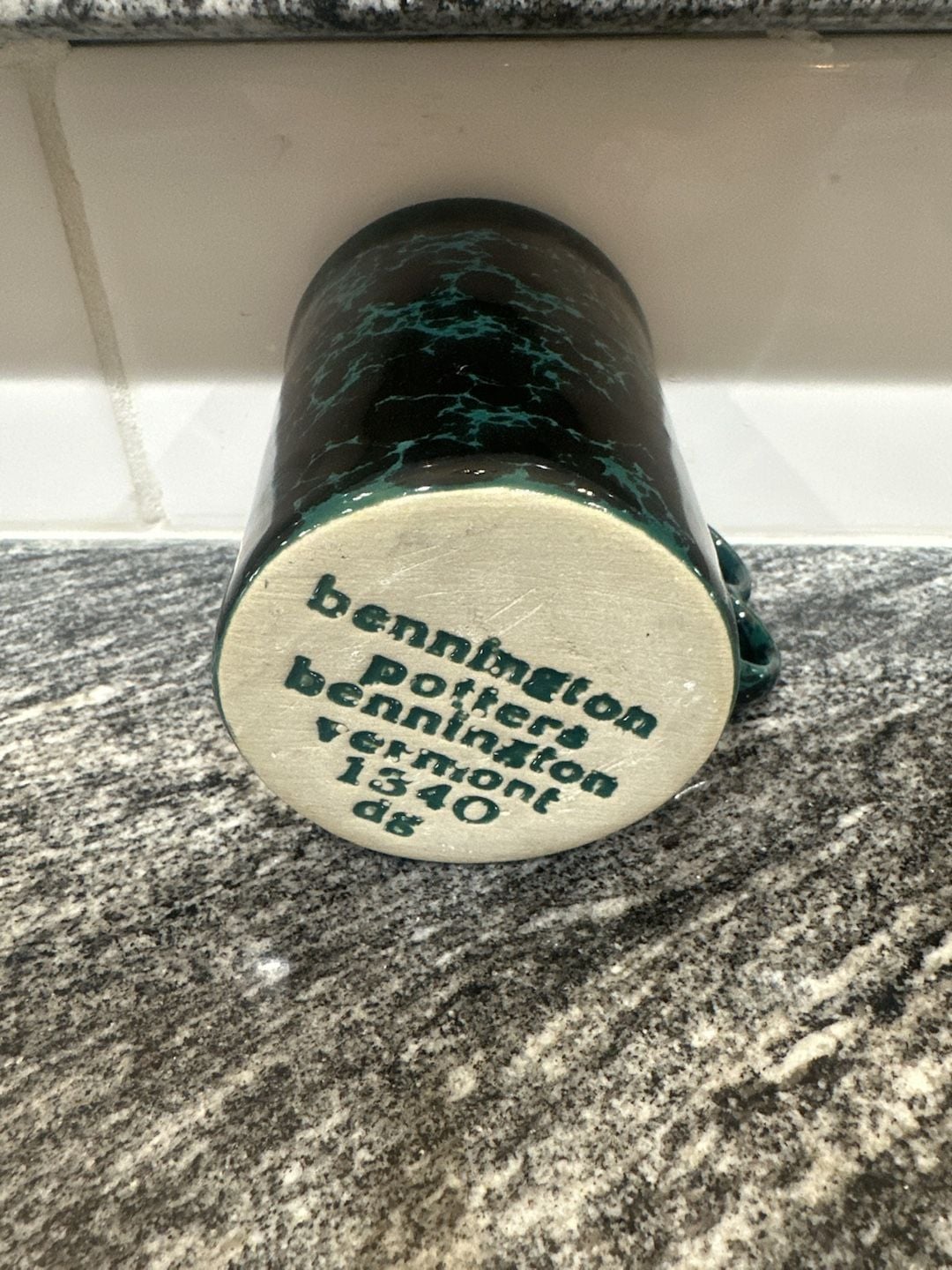 Bennington Potters Trigger Mug 1340 Green Agate Double Finger 4