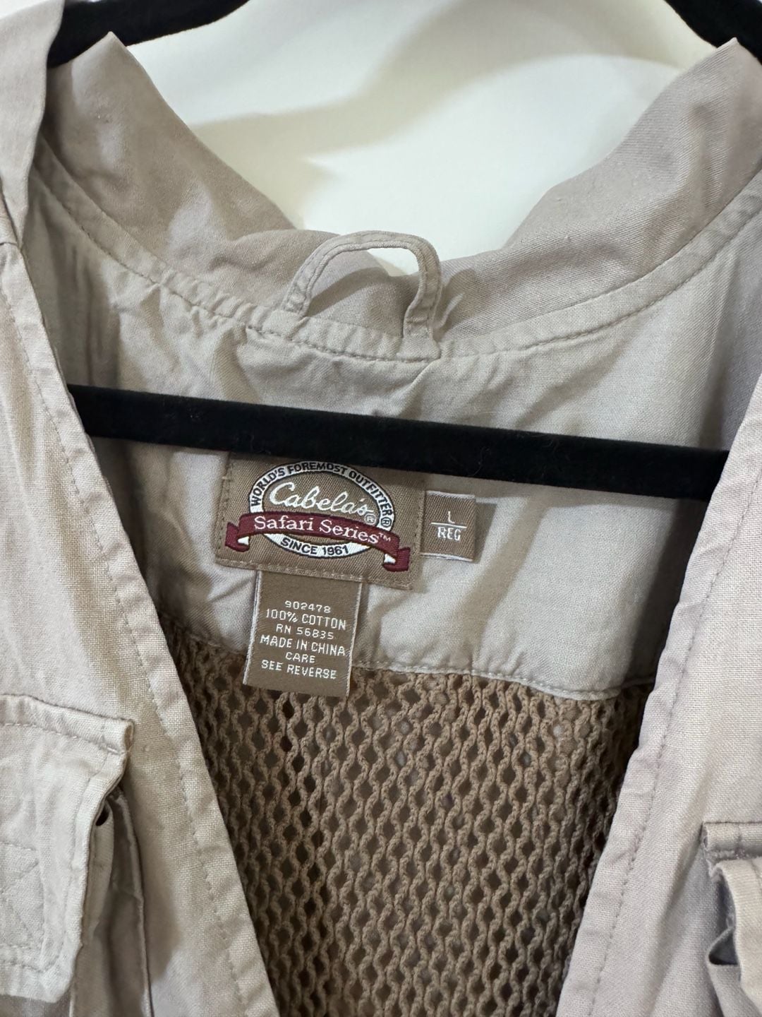 Cabela's Safari Series Vest Size L Reg Beige Cotton Utility Fishing 3