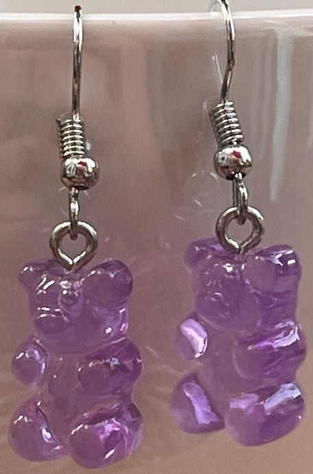 🧸 Lavender Gummy Bear Dangle Earrings 1