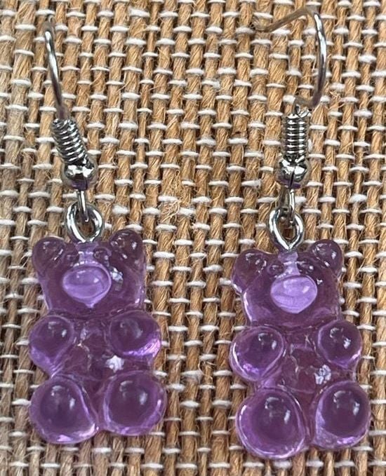 🧸 Lavender Gummy Bear Dangle Earrings 2