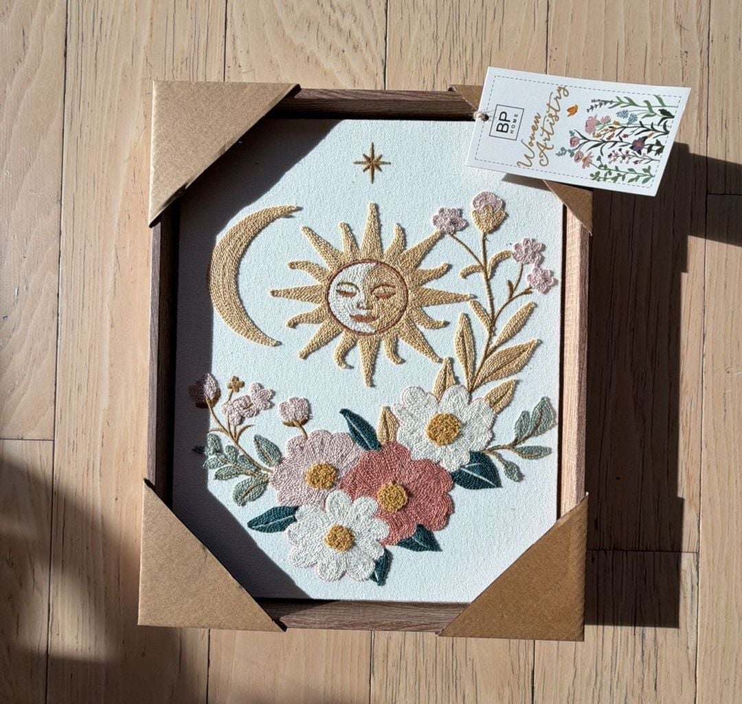 BP Home Woven Artistry Sun And Moon Yellow Flowers Art 1