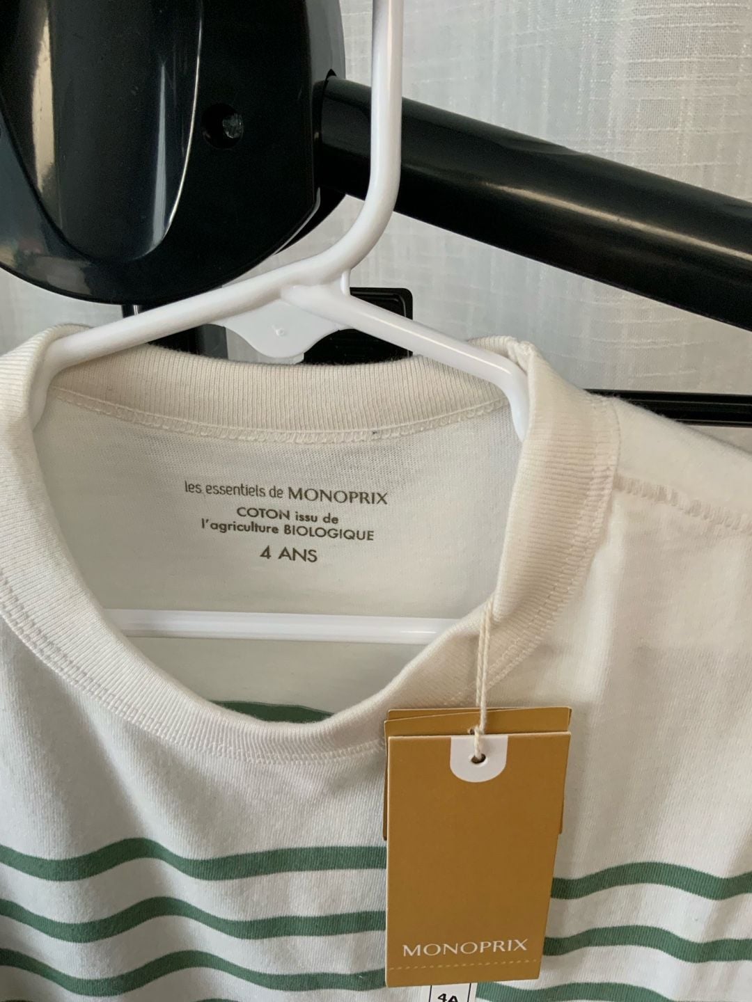 Monoprix Striped T-Shirt Boys Size 4 (T) Ans Green Organic Cotton 3