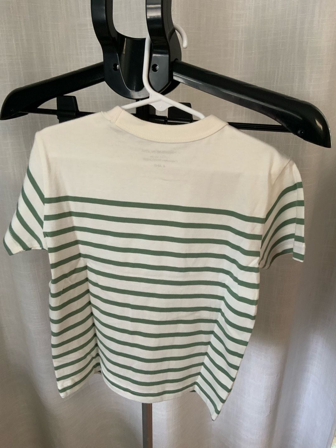 Monoprix Striped T-Shirt Boys Size 4 (T) Ans Green Organic Cotton 4