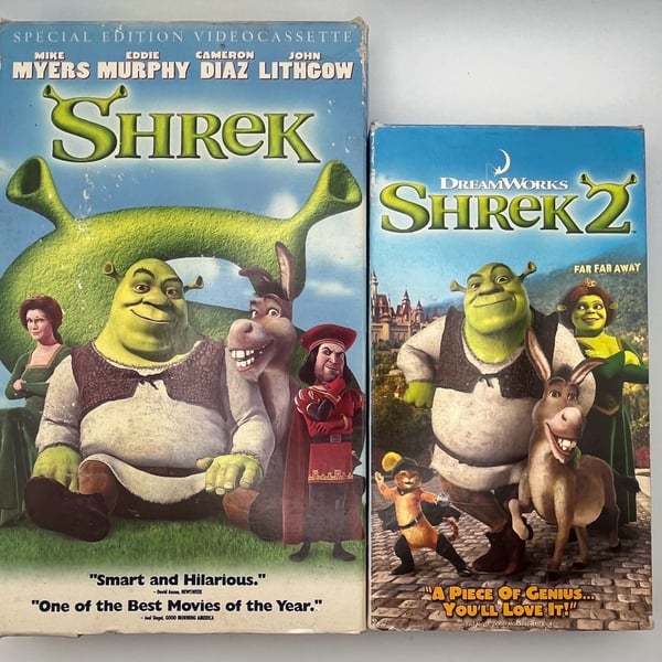 DreamWorks Shrek & Shrek 2 VHS Tapes Lot