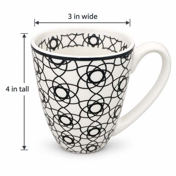 Vancasso Haruka Porcelain Coffee Mug Black White Geometric Pattern