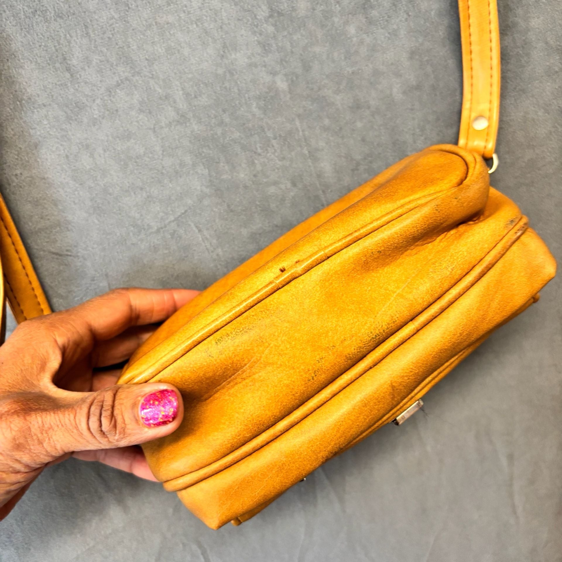 Marsand Vintage Tan Leather Camera Bag Crossbody 7